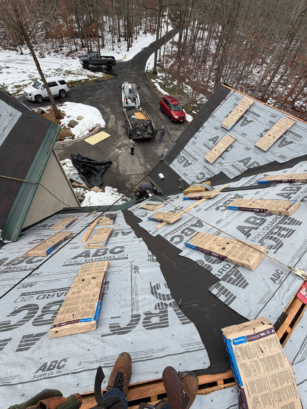 Worn roof showing weather damage in South Jersey