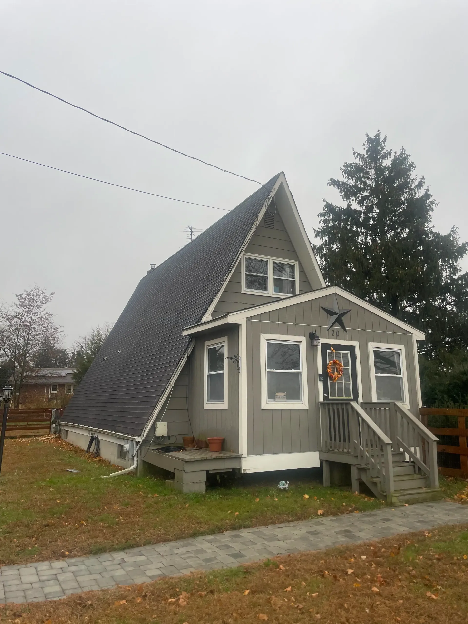 A-frame home before new roof